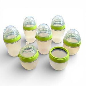 Lot Of 25 Items Comotomo 5 Oz 8 Oz Baby Bottles Nipples Caps Rings Silicone
